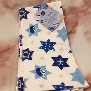 Glittery Star Of David Hanukkah Holiday Kitchen Towel Set of Two NWT Cotton
